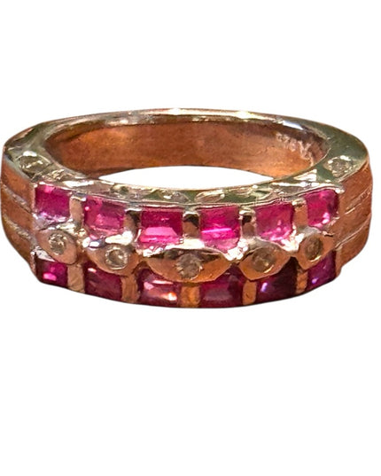 Sterling Silver 925 Pink Ruby Women's Ring