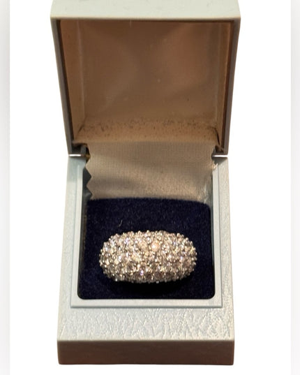 Elegant Sterling Silver 925 CZ Cluster Band Women's Ring