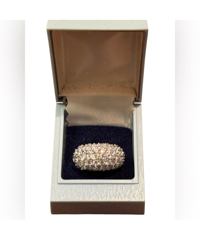 Elegant Sterling Silver 925 CZ Cluster Band Women's Ring