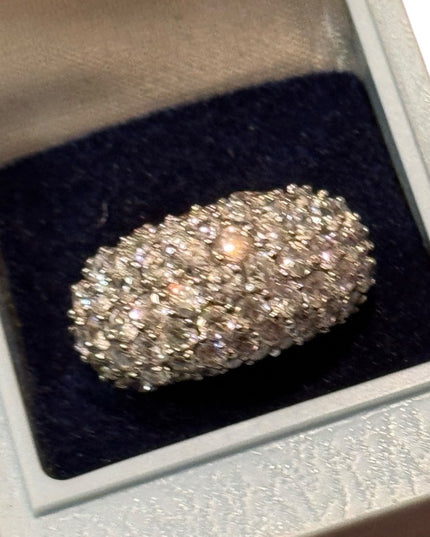 Elegant Sterling Silver 925 CZ Cluster Band Women's Ring