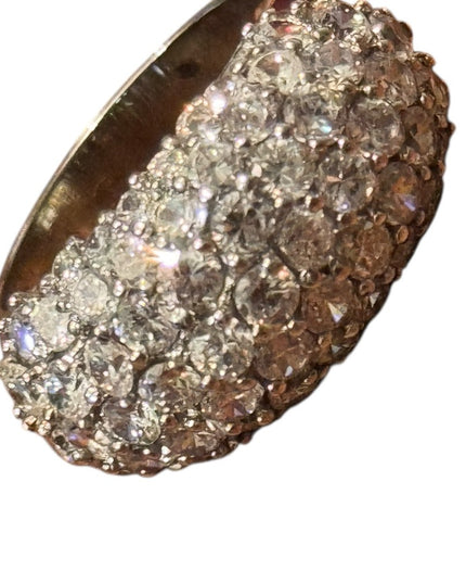Elegant Sterling Silver 925 CZ Cluster Band Women's Ring
