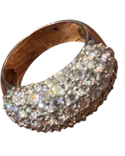 Elegant Sterling Silver 925 CZ Cluster Band Women's Ring
