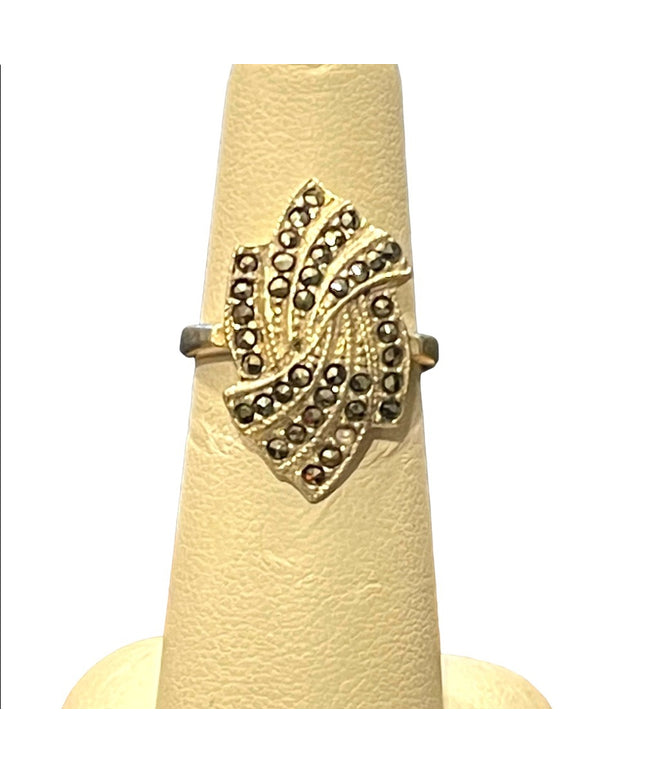 Vintage sterling silver 925 ornate marcasite ring