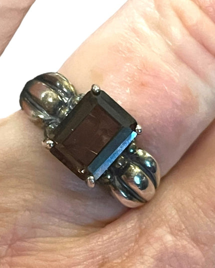 Vintage steriing silver 925 Smokey quartz Fancy ring