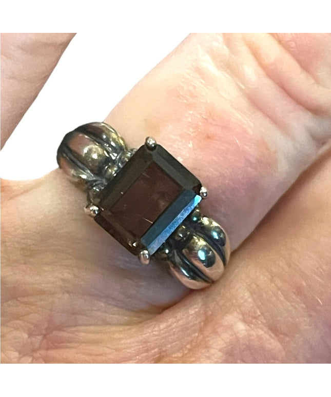 Vintage steriing silver 925 Smokey quartz Fancy ring