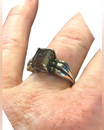 Vintage steriing silver 925 Smokey quartz Fancy ring