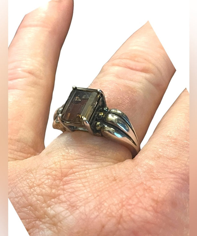 Vintage steriing silver 925 Smokey quartz Fancy ring