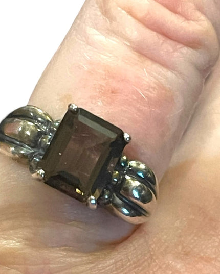 Vintage steriing silver 925 Smokey quartz Fancy ring