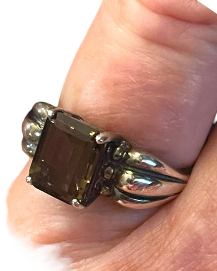 Vintage steriing silver 925 Smokey quartz Fancy ring