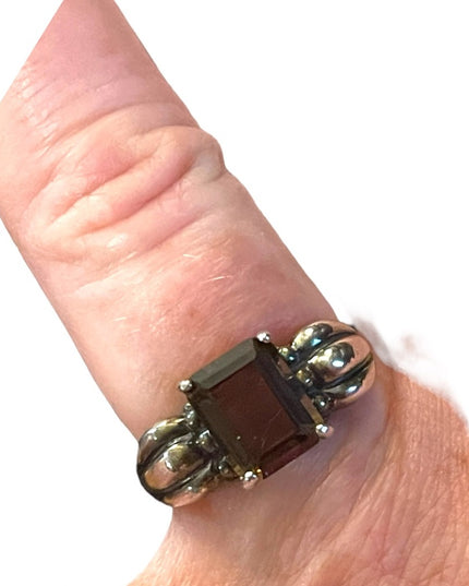 Vintage steriing silver 925 Smokey quartz Fancy ring
