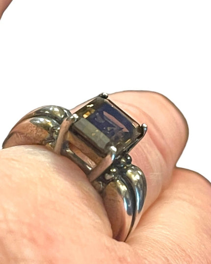 Vintage steriing silver 925 Smokey quartz Fancy ring