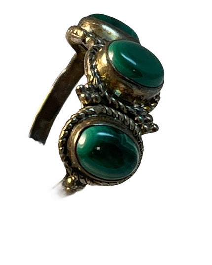 Vintage Sterling silver 925 fancy Malachite Balenisian Thai fancy ring