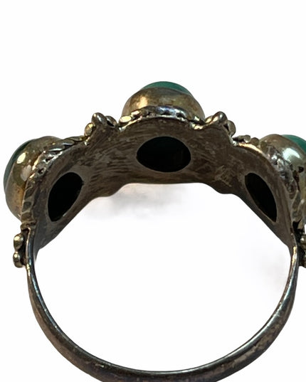 Vintage Sterling silver 925 fancy Malachite Balenisian Thai fancy ring