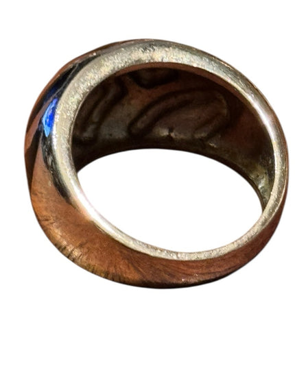 Sterling Silver 925 Black Enamel Geometric Ring