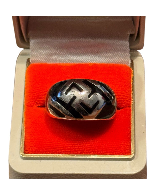 Sterling Silver 925 Black Enamel Geometric Ring