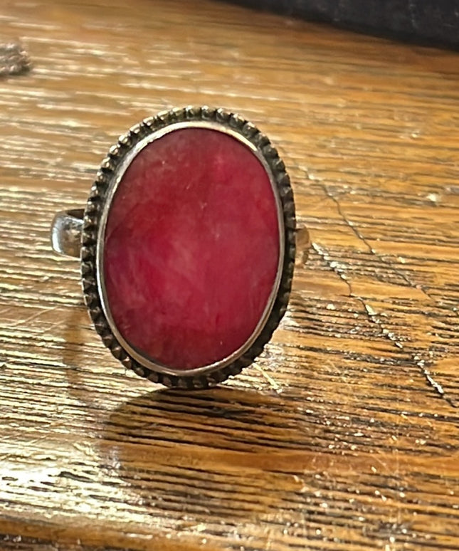 Sterling silver 925 Raw ruby fancy cocktail ring