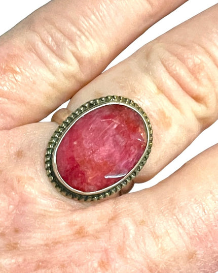 Sterling silver 925 Raw ruby fancy cocktail ring