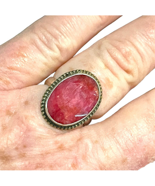 Sterling silver 925 Raw ruby fancy cocktail ring