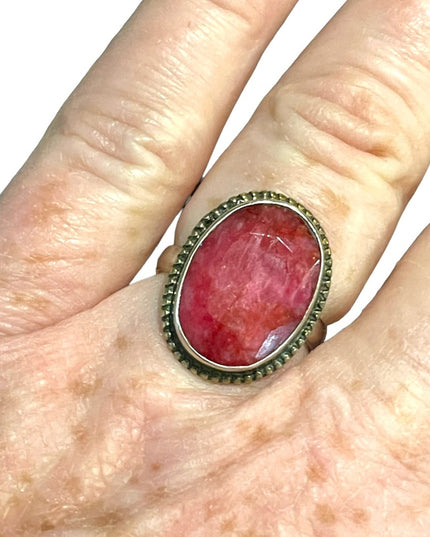 Sterling silver 925 Raw ruby fancy cocktail ring