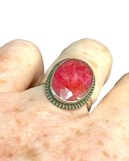 Sterling silver 925 Raw ruby fancy cocktail ring