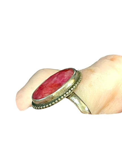 Sterling silver 925 Raw ruby fancy cocktail ring