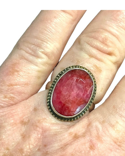 Sterling silver 925 Raw ruby fancy cocktail ring