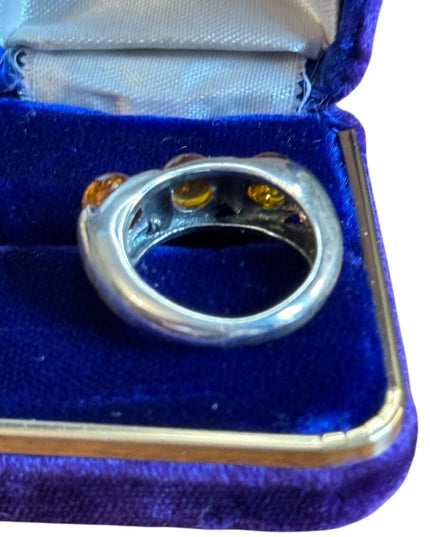 Vintage Sterling Silver Amber Band style stackable