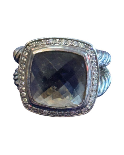 Vintage Sterling Silver 925 DY Ring Smokey Quartz & Diamonds