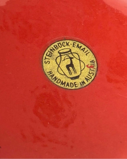 Vintage European Steinbock-Email Red Enameled Trinket Dish, Made in Austria