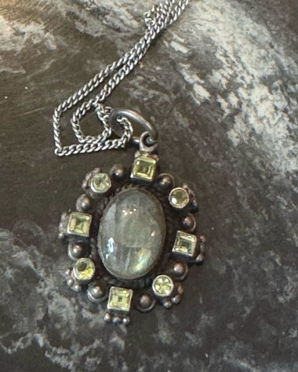 Sterling Silver Labradorite Pendant Necklace with Peridot