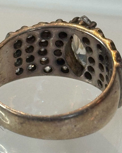 Vintage Sterling Silver 925 Marquise CZ Cocktail Ring