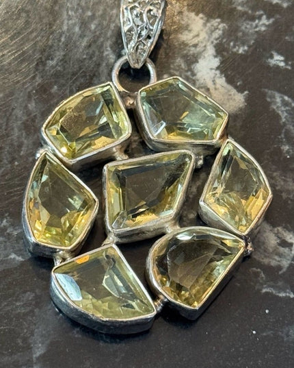 Lovely Sterling Silver 925 Pendant with Green Quartz (Prasiolite)