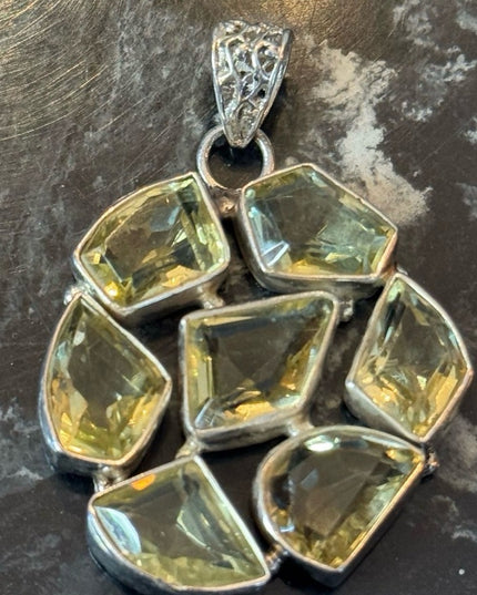 Lovely Sterling Silver 925 Pendant with Green Quartz (Prasiolite)