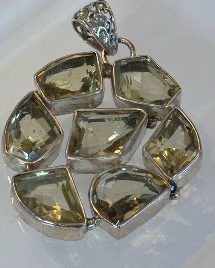Lovely Sterling Silver 925 Pendant with Green Quartz (Prasiolite)