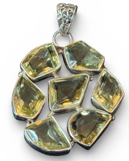 Lovely Sterling Silver 925 Pendant with Green Quartz (Prasiolite)