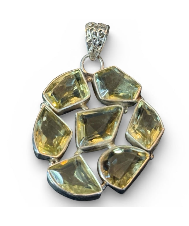 Lovely Sterling Silver 925 Pendant with Green Quartz (Prasiolite)