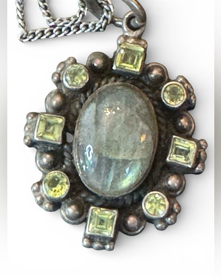 Sterling Silver Labradorite Pendant Necklace with Peridot