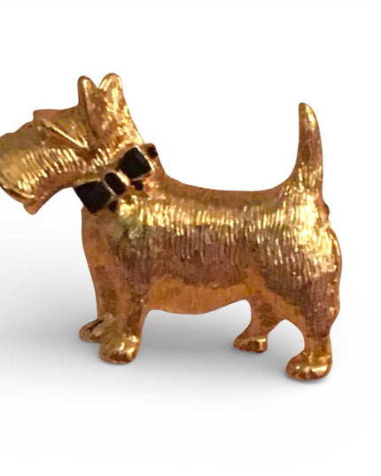Vintage Dog scottie brooch gold tone