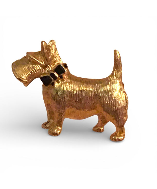 Vintage Dog scottie brooch gold tone