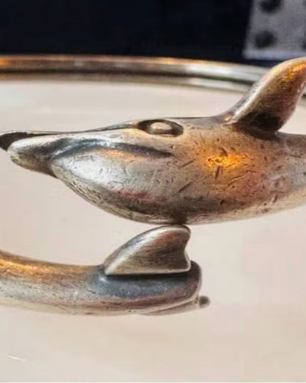Vintage Sterling Silver 925 Dolphin Bangle Bracelet