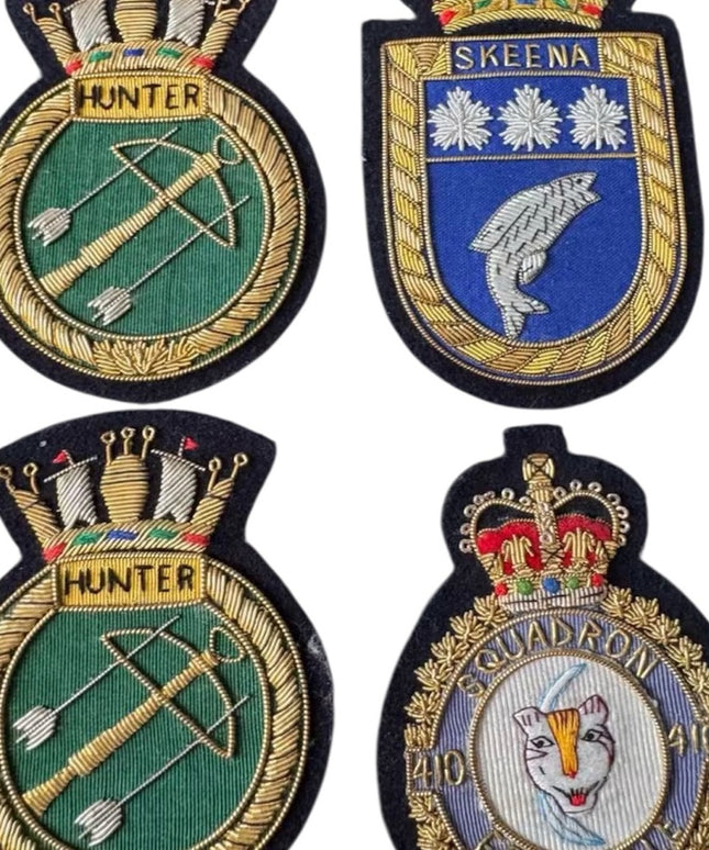 Set of 4 Vintage Military Embroidered Squadron Patches - Hunter Skeena 410