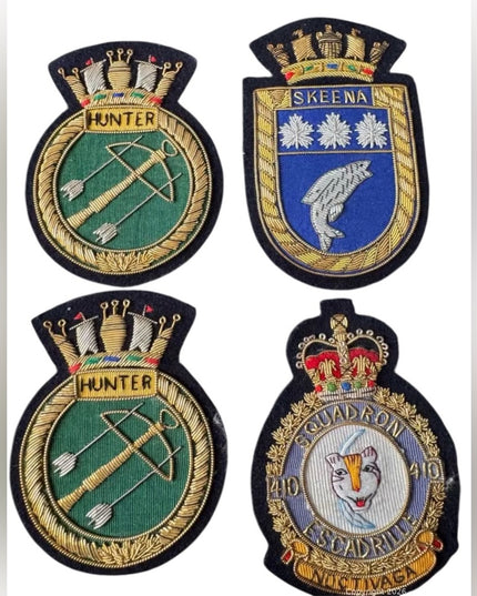 Set of 4 Vintage Military Embroidered Squadron Patches - Hunter Skeena 410