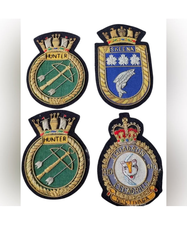 Set of 4 Vintage Military Embroidered Squadron Patches - Hunter Skeena 410