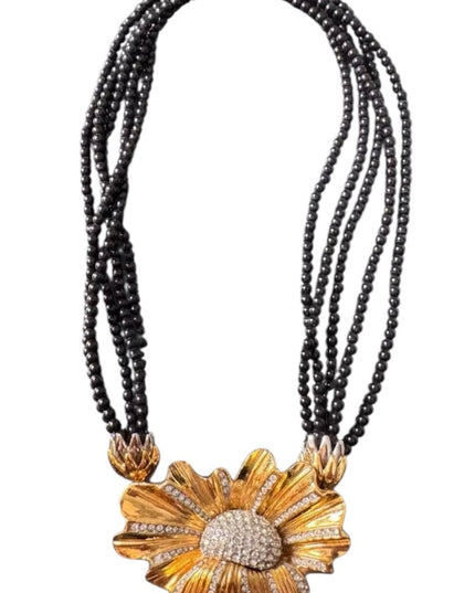 Vintage Butler Fifth ave Collection Gold Plated Floral Statement Necklace
