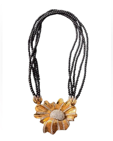 Vintage Butler Fifth ave Collection Gold Plated Floral Statement Necklace