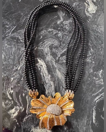 Vintage Butler Fifth ave Collection Gold Plated Floral Statement Necklace