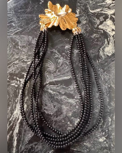 Vintage Butler Fifth ave Collection Gold Plated Floral Statement Necklace