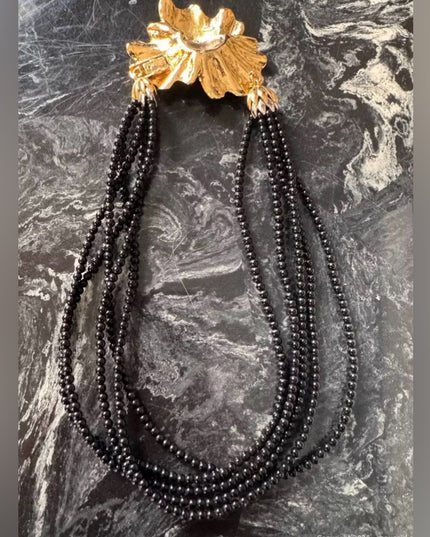 Vintage Butler Fifth ave Collection Gold Plated Floral Statement Necklace