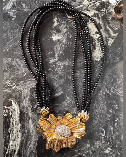 Vintage Butler Fifth ave Collection Gold Plated Floral Statement Necklace