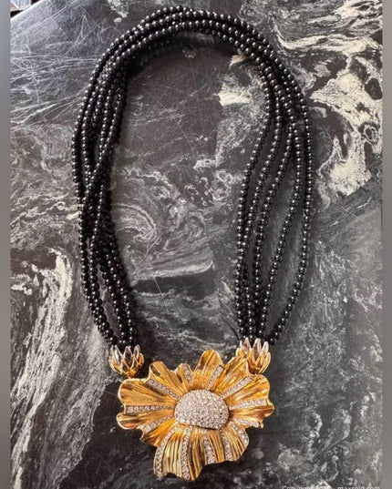 Vintage Butler Fifth ave Collection Gold Plated Floral Statement Necklace